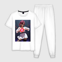 Пижама хлопковая мужская Дандадан: Момо фаербол, цвет: белый