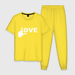 Пижама хлопковая мужская Love - fuck, цвет: желтый