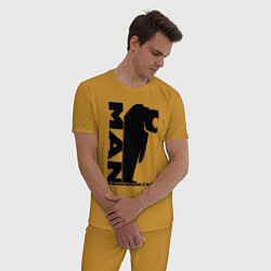 Пижама хлопковая мужская MAN дальнобойщик чёрный логотип, цвет: горчичный — фото 2