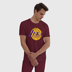Пижама хлопковая мужская Luka Doncic Lakers, цвет: меланж-бордовый — фото 2