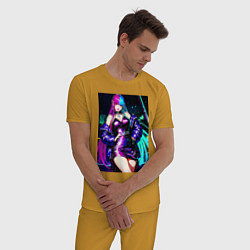 Пижама хлопковая мужская Девушка поп идол, цвет: горчичный — фото 2
