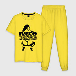Пижама хлопковая мужская Iveco дальнобойщик сексмашина, цвет: желтый