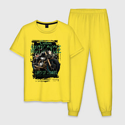 Пижама хлопковая мужская Кастом мотоцикл, цвет: желтый