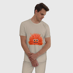 Пижама хлопковая мужская Fluffy monster orange, цвет: миндальный — фото 2