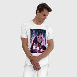 Пижама хлопковая мужская Тифа Локхарт из Final Fantasy VII в стиле киберпан, цвет: белый — фото 2