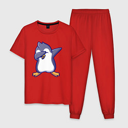 Пижама хлопковая мужская Dab penguin, цвет: красный