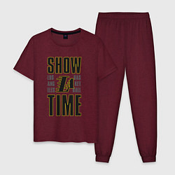 Пижама хлопковая мужская Lakers show time, цвет: меланж-бордовый