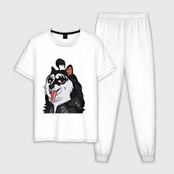Пижама хлопковая мужская NFT Doge - Kiss, цвет: белый