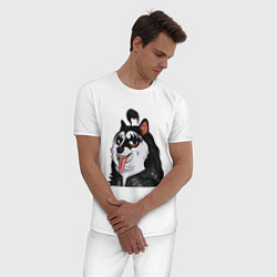 Пижама хлопковая мужская NFT Doge - Kiss, цвет: белый — фото 2