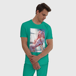 Пижама хлопковая мужская Медсестричка позаботится о тебе, цвет: зеленый — фото 2