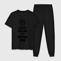 Пижама хлопковая мужская Keep Calm & Drive VW, цвет: черный