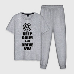 Пижама хлопковая мужская Keep Calm & Drive VW, цвет: меланж