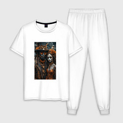 Пижама хлопковая мужская Voodoo people, цвет: белый