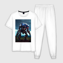 Пижама хлопковая мужская Робот в стиле Horizon, цвет: белый