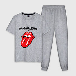 Пижама хлопковая мужская Rolling Stones - logo, цвет: меланж