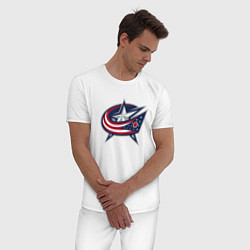 Пижама хлопковая мужская Columbus blue jackets - hockey team - emblem, цвет: белый — фото 2
