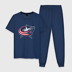 Пижама хлопковая мужская Columbus blue jackets - hockey team - emblem, цвет: тёмно-синий