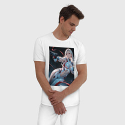 Пижама хлопковая мужская Девушка-наемница, цвет: белый — фото 2
