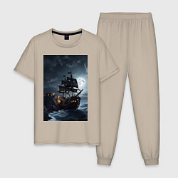 Мужская пижама Пиратский корабль в шторм