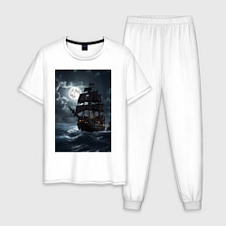 Мужская пижама Пиратский корабль в шторм