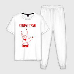 Пижама хлопковая мужская Сектор газа коза, цвет: белый