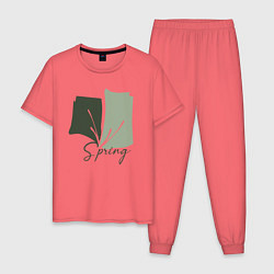 Пижама хлопковая мужская Spring, цвет: коралловый