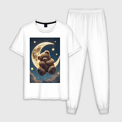 Мужская пижама Плюшевый мишка сидит на Луне