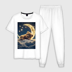 Мужская пижама Плюшевый мишка сидит на Луне