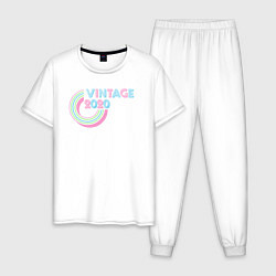 Пижама хлопковая мужская Винтаж 2020, цвет: белый