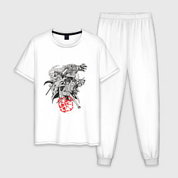 Пижама хлопковая мужская Ванпис персонажи, цвет: белый