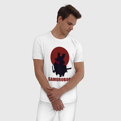 Пижама хлопковая мужская Банбу самурай, цвет: белый — фото 2