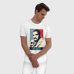 Пижама хлопковая мужская Drake obey, цвет: белый — фото 2