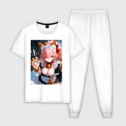 Пижама хлопковая мужская Фейт Тамамо в костюме горничной, цвет: белый