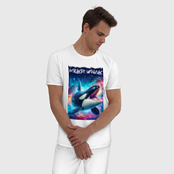 Пижама хлопковая мужская Space killer whale - ai art fantasy, цвет: белый — фото 2