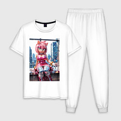 Пижама хлопковая мужская Эми Роуз из Somic строит глазки, цвет: белый