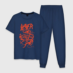Пижама хлопковая мужская Slayer Demon Skull, цвет: тёмно-синий