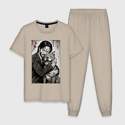 Пижама хлопковая мужская Джон Уик постер, цвет: миндальный