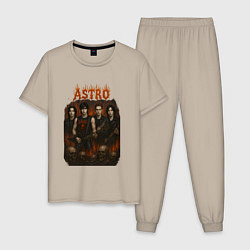 Пижама хлопковая мужская Astro в стиле хэви метал, цвет: миндальный