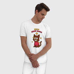 Пижама хлопковая мужская Meow means magic, цвет: белый — фото 2