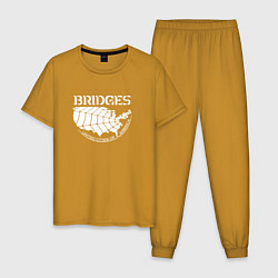 Пижама хлопковая мужская Bridges logo, цвет: горчичный