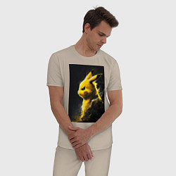Пижама хлопковая мужская Pikachu, цвет: миндальный — фото 2