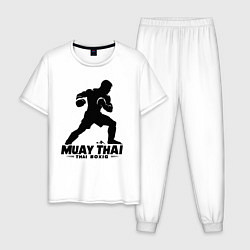 Пижама хлопковая мужская Муай Тай сила и мощь тайского бокса, цвет: белый