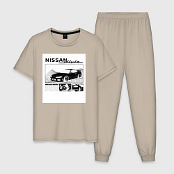 Пижама хлопковая мужская Ниссан Сильвия, цвет: миндальный