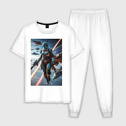 Мужская пижама Девушка-мандалорец в космосе