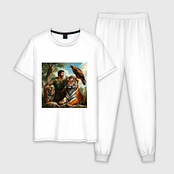 Пижама хлопковая мужская Друзья грузинского витязя, цвет: белый