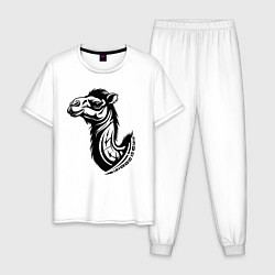 Пижама хлопковая мужская Стильный верблюд, цвет: белый
