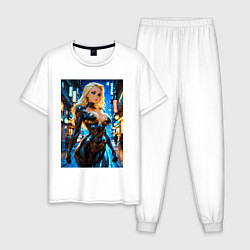 Пижама хлопковая мужская Черная Канарейка на улице, цвет: белый