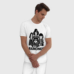 Пижама хлопковая мужская Ramones силуэты, цвет: белый — фото 2