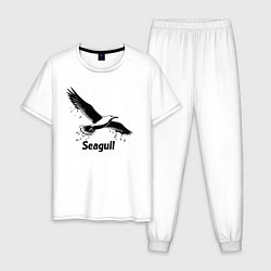 Мужская пижама Чайка черной краской