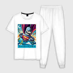 Пижама хлопковая мужская Полёт Супер Бендера - коллаба, цвет: белый
